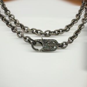 Textured Gunmetal Chain Necklace with Padlock Clasp